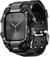 ULTIMAL Rugged Case with Band for Apple Watch 46mm,Compatible with Apple Watch Series 11/10, Military Grade Shockproof Bumper Cover for iWatch Tactical Band Men (Black, 46mm)