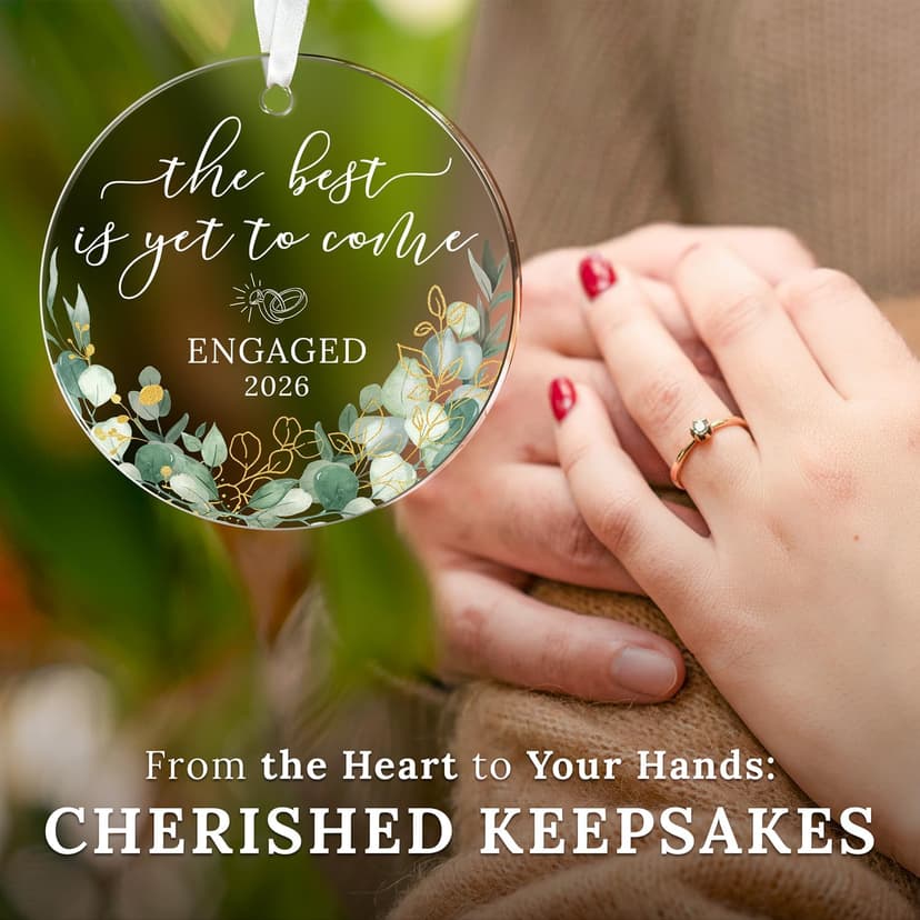 HEXMOZ Engagement Gifts for Couples - Engagement Gift for Newly Engaged Couples, Women, Fiance, Her - Bride to Be Gifts, First Christmas Just Engaged Acrylic Ornament 2025 - Party Decorations