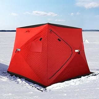 ShedOFF 300D/600D Insulated Ice Fishing Shelter 2-3 Person, Wide Bottom Windproof Pop-up Ice Fishing Tent, Thermal Portable Ice Shanty Ice Shack