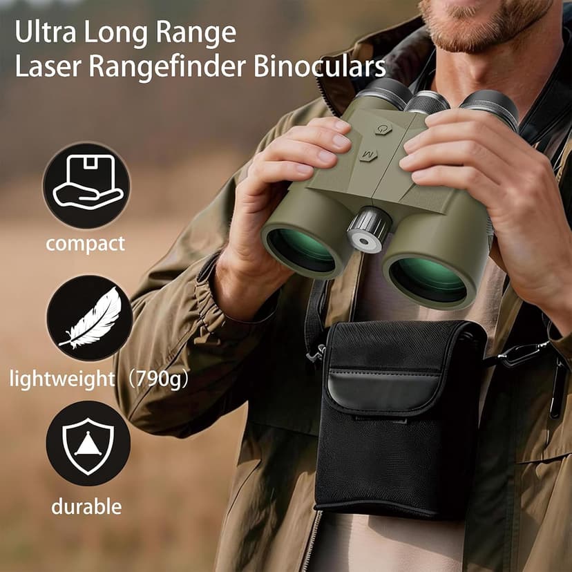 Rangefinder Binoculars for Hunting, 1968 Yard Long Range Laser Rangefinding 10x42mm, Fast 0.15s IP65 Waterproof ±0.5m Accuracy Range Finder Built in for Hunter/Outdoors