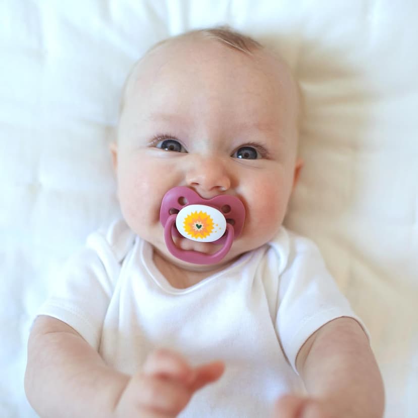 Dr. Brown's Advantage Baby Pacifier, Fully Symmetrical Soother with Soft Silicone Bulb, Lavender Love, 0-6m, BPA Free, 2 Pack