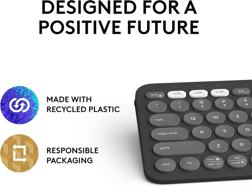 Logitech Pebble Keys 2 K380s, Multi-Device Bluetooth Wireless Keyboard with Customizable Shortcuts, Slim and Portable, Easy-Switch for Windows, macOS, iPadOS, Android, Chrome OS - Tonal Graphite