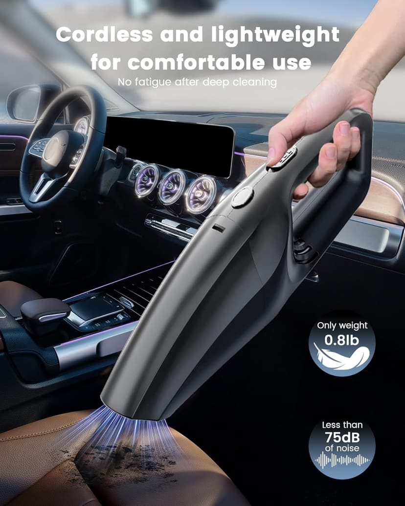 SERVOMASTER Handheld Vacuum Cordless, Car Vacuums Powerful with Rechargeable Battery, Portable Hand Held Vacuum Cordless with Washable HEPA Filter, Mini Vacuums Kit for Men and Women