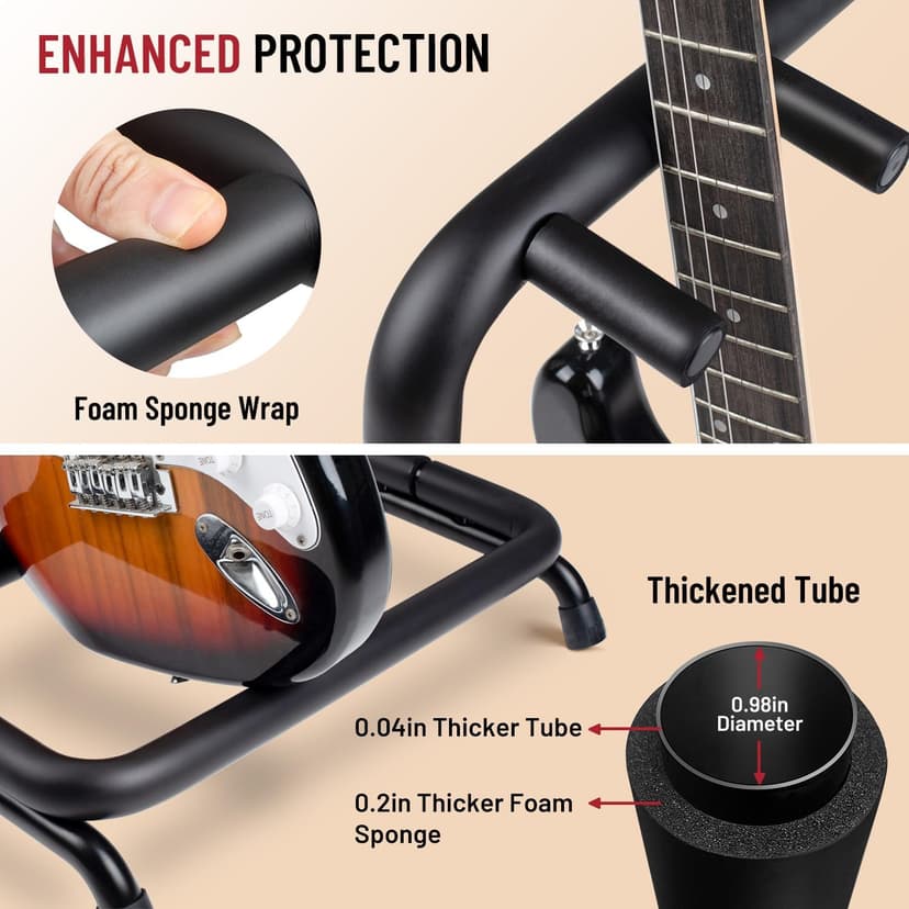 CAHAYA Multi Guitar Rack: Acoustic Guitar Display Rack 5 Holder Thick Padding Guitar Rack Holder Floor Stand for Classical Acoustic Electric Guitars and Bass CY0345