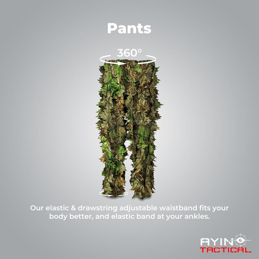 AYIN Ghillie Suit for Men – 3D Leafy Camo Hunting Suit with Hood for Turkey Hunting & Airsoft