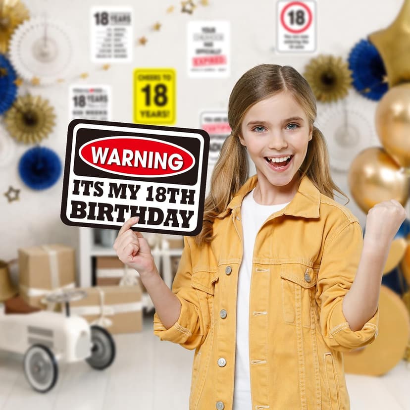 WERNNSAI 18th Birthday Party Decorations - 9PCS Wall Signs Funny Tags for Teens 18 Years Old Party Decor 18th Party Banner Table Centerpieces Door Wall Windows Signs Picture Props for Boys Girls
