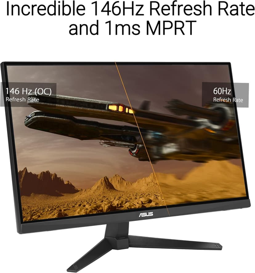 ASUS TUF Gaming 24” (23.8” viewable) 1080P Monitor (VG249QE5A) - FHD, 144Hz Overclock to 146Hz, IPS, Extreme Low Motion Blur Sync, 1ms, Speakers, Variable Overdrive, DisplayWidget Center, 3yr Warranty