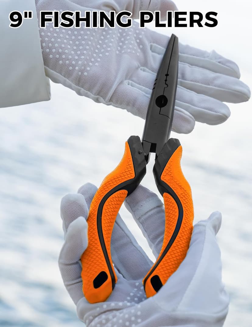 pullther fishing Fishing Pliers,Carbon Steel with Corrosion Resistant Coated Fishing Tools,Multitool for Saltwater Freshwater