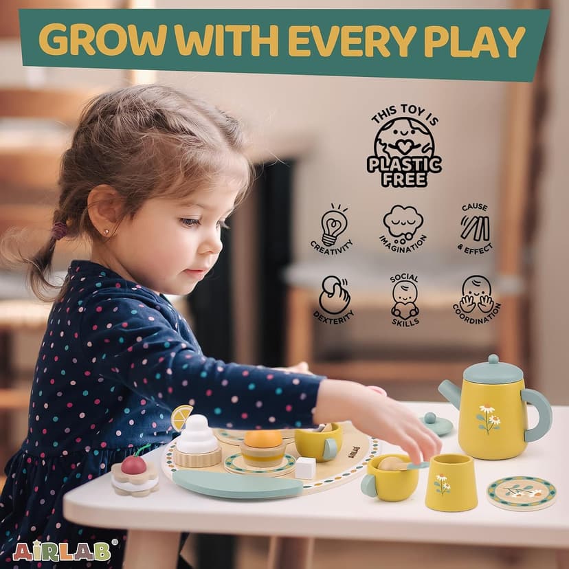 Wooden Play Food Toy Sets for Kids Kitchen Accessories Age 3 4 5 6 Wood Educational Toys Tea Sets for 3-5 Girl Birthday Gift 3 Year Old Princess Party B0CQ2PFTXC