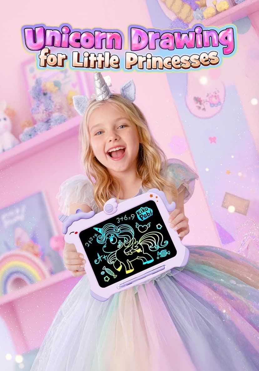 8.5 inch LCD Writing Tablet for Kids, Unicorn Toys Gifts for Girls Aged 3-5, Toddler Girl Kids Educational Travel Toy, Birthday Gift for 3 4 5 6 7 8 9 Year Old Girl (Purple) B0BG1NH1FN