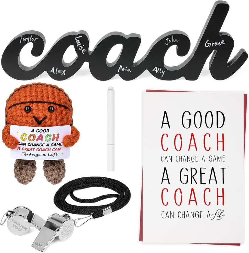 Basketball Coach Gifts - 5PCS Cheer Coach Thank You Appreciation Gifts for Men Women Basketball Coaches Retirement Birthday Gifts