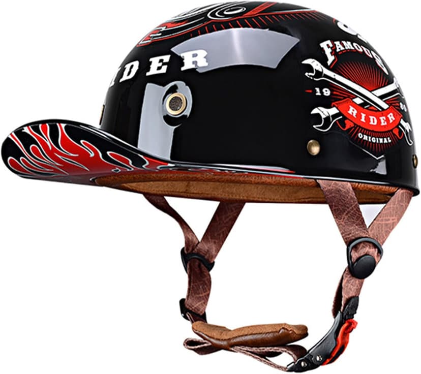 Baseball Motorcycle Half Helmet DOT Approved for Adults Universal Hat Style Helmet with Adjustable Quick Release Buckle Fits Bicycle Cruiser Scooter