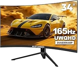 Raywego 34-Inch Curved Gaming Monitor UWQHD 3440 x 1440 Up to 165Hz Curved 1500R - PIP/PBP, 1ms(MPRT), HDR, 300nits, sRGB 99%, DCI-P3 95%,FreeSync,HDMIx2,DP1.4 x2 (DP Cable Included)