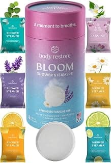 Body Restore Shower Steamers Aromatherapy 6 Pack - Birthday Gifts for Women, Men, Travel Essentials, Stress Relief, Relaxation, Self Care, Bath Bombs - Bloom