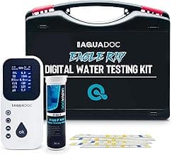 Eagle Ray Digital Water Testing Kit for Spa & Pool - Digital Hot Tub Water Tester by AquaDoc with Analyzer & Hot Tub Test Strips for Chlorine, Bromine, Total Hardness, pH and More