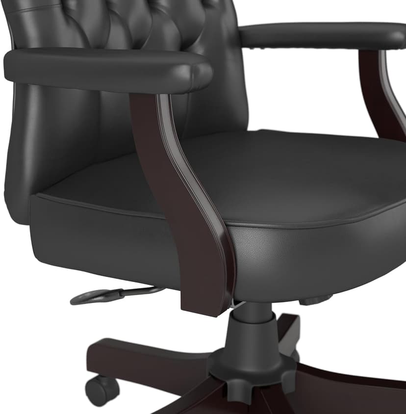 Bush Business Furniture Arden Lane High Back Tufted Office Chair with Arms in Black Leather, Comfortable Computer Desk Seating for Home or Professional Workspace