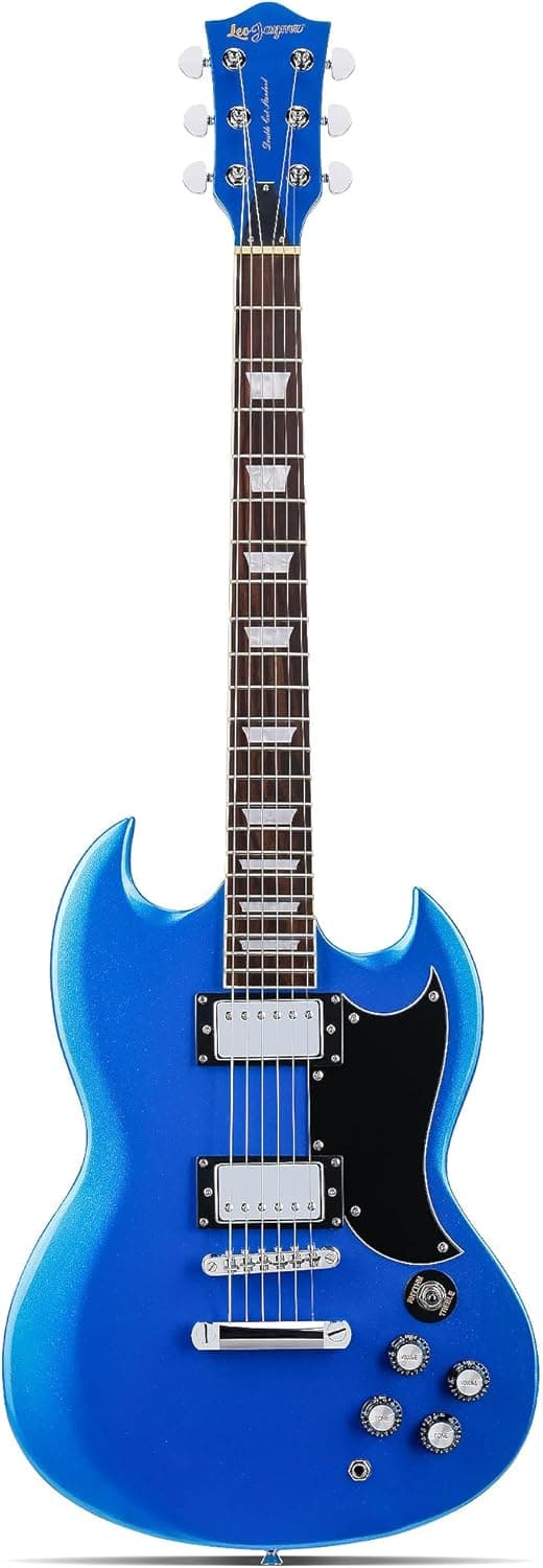 Leo Jaymz 39 Inch Solid Body Electric Guitar - Poplar Wood Body，Maple Neck and Laurel Wood Fretboard (Navy Blue)