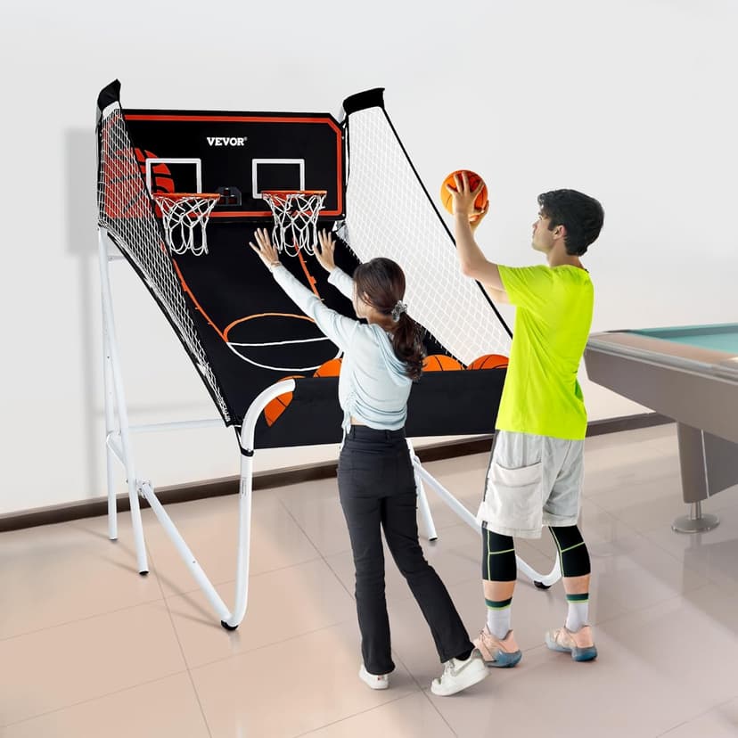VEVOR Foldable Basketball Arcade Game, 2 Player Indoor Basketball Game, Home Dual Sport with 5 Balls, 8 Game Modes, Electronic Scoreboard, and Inflation Pump,Adults
