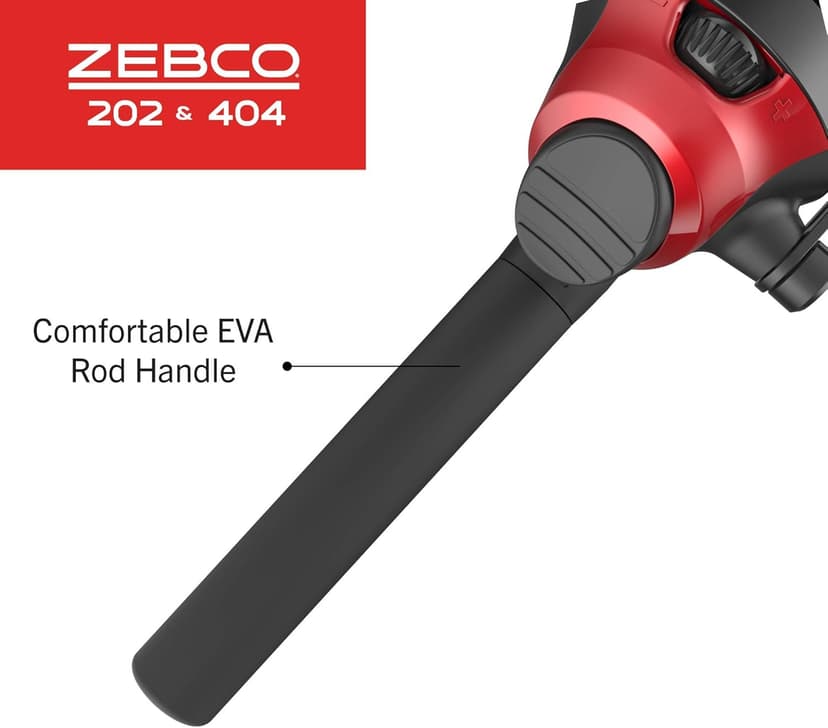 Zebco 202 & 404 Spincast Reels and Fishing Rod Combos (2-Pack), 5-Foot 6-Inch 2-Piece Fishing Pole, Size 30 and 40 Reels, Right-Hand Retrieve, Pre-Spooled with 10 lb and 15 lb Cajun Line, Black/Red