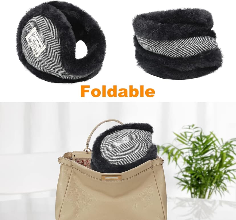 Surblue Unisex Foldable Ear Earmuffs Behind-the-Head Fur Winter Outdoor Ear Warmers