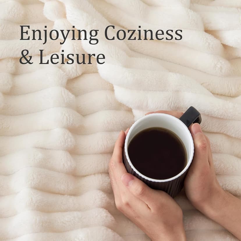 Ultra-Soft Plush Fleece, Cozy, Warm Yet Lightweight, Ribbed Texture, Home Decor, Machine Washable, Giftable, All-Season Use BEDELITE Ribbed Fleece Throw Blanket for Couch, Cream, 50"x60" B0CSFJR66V