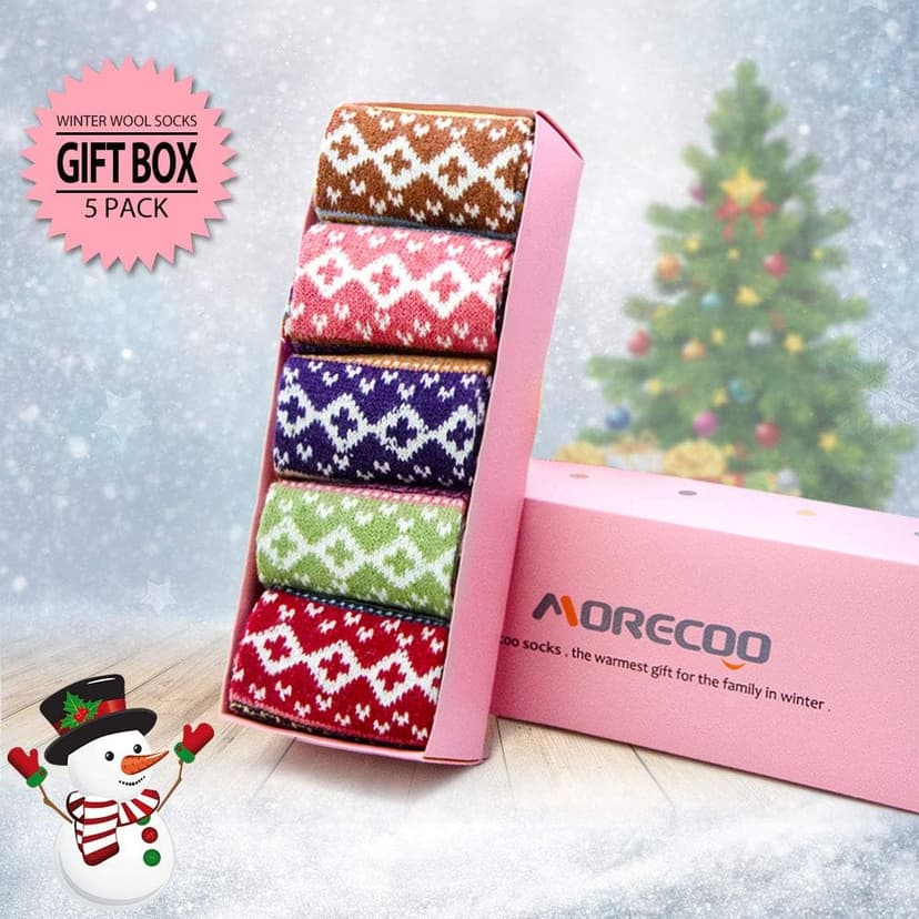 Christmas Gift Thick Wool Soft Warm Cozy Crew Womens Socks MORECOO Socks for Women - Stocking Stuffers Gifts for Women B07H3NN3LC