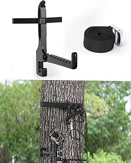 Treestand Bow Hanger with Strap - Saddle Hunting Bow Hanger - Folding Lightweight Bow Hanger with Backpack Hook - Bow Hunting Accessories Crossbow Bow Hanger - Mobile Hunting