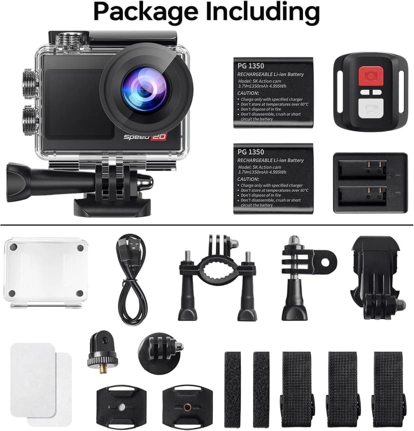 Waterproof Action Camera Underwater,Sports Camera 4K60FPS 30MP with EIS/Dual Screen/5X Zoom/Remote Control,Bare Underwater Camera with Waterproof Case,4K Action Camera for Vlogging/Video Recording