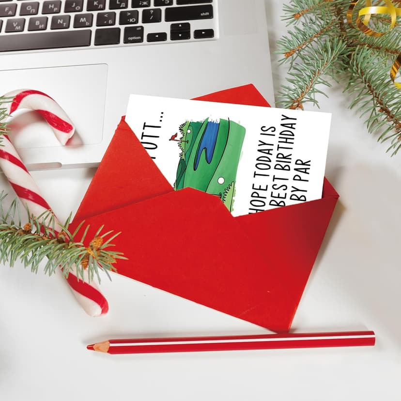 Thick 5.3in x 8in Card Stock with Premium Envelope,Blank Inside for Personal Message,Birthday Decoration for Men YiKaLus Funny Golf Birthday Card,Sports Bday Gift for Men Husband Dad B0CTQ8RQY7
