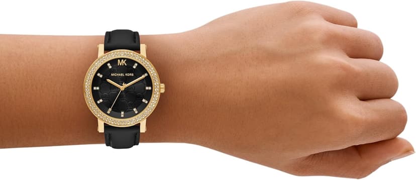 Michael Kors Corey Three-Hand Black Leather Watch
