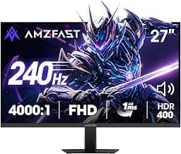 Amzfast 27" 240Hz 1ms FPS Gaming Monitor, Fast VA FHD 1080P, Adaptive Sync, HDR 400, 4000:1 Contrast, 125% sRGB, Built-in Speaker, HDMI 2.0 & DP 1.4 with DP Cable, VESA