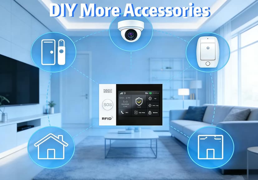 WiFi Wireless Alarm System for Home Security - 24/7 Protection Smart Home Devices 4.3" Touch Screen, GSM/4G+WiFi, App Instant Alerts, No Monthly Fee, Alexa Compatible for Villa, Kids Safety (24 pcs)