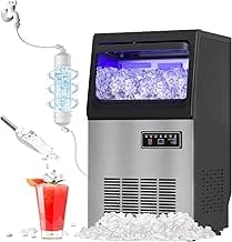 Commercial Nugget Ice Maker 80Lbs/24H with 15Lbs Storage, Stainless Steel Pellet Ice Machine, Ready in 10-15 Mins, Self-Cleaning for Home Office Bars Restaurants