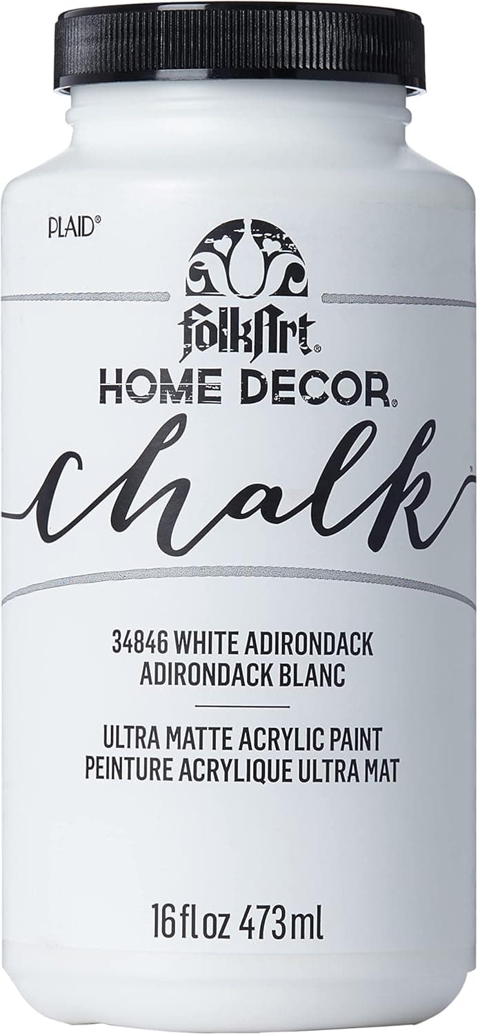 FolkArt Home Decor Chalk Furniture & Craft Paint in Assorted Colors, 16 ounce, White Adirondack,34846