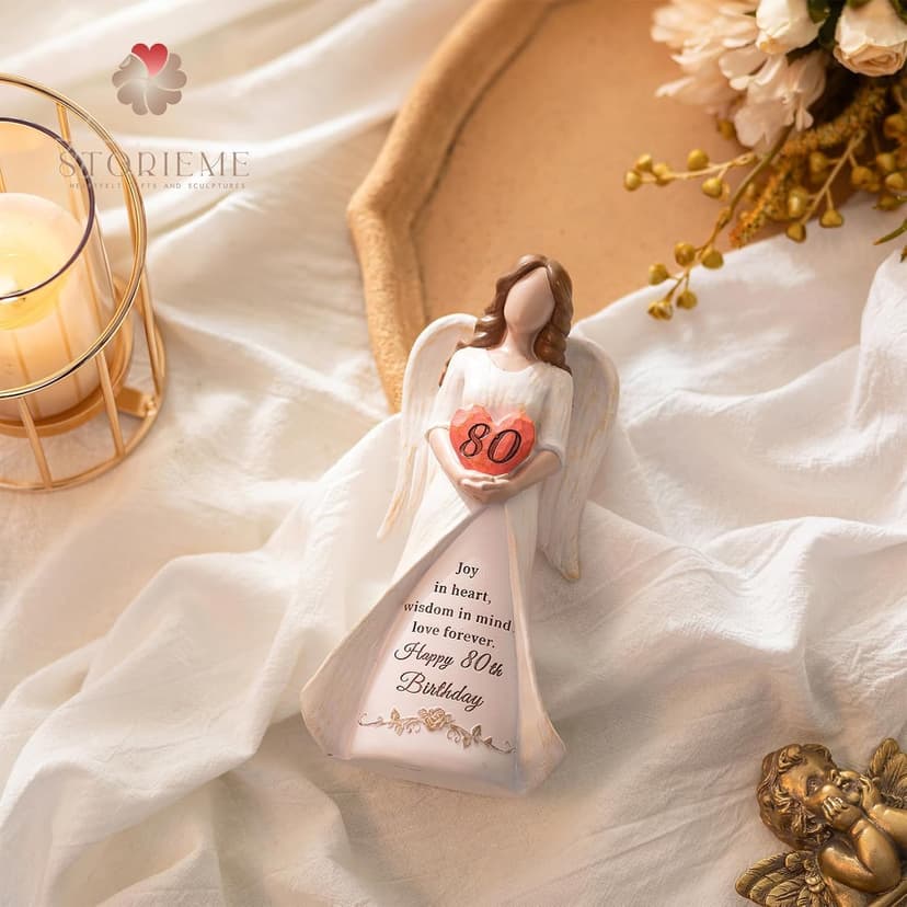80th Birthday Gifts for Women: Best Happy Birthday Gift for 80 Year Old Woman Moms Grandmothers Friends Unique Birthday Angel Figurine Decorations
