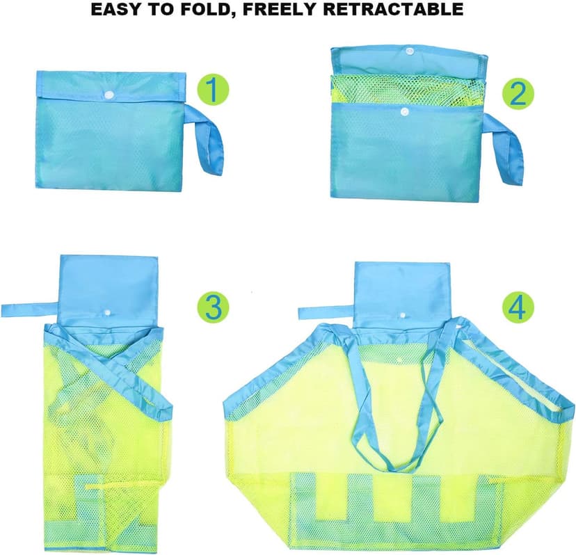 Mesh Beach Bag, Classic Mesh Beach Toy Tote Bag, Foldable Large Children's Toy Storage Bag, Used for Storage of Toys, Shells, Clothes and Towels when Playing on the Beach