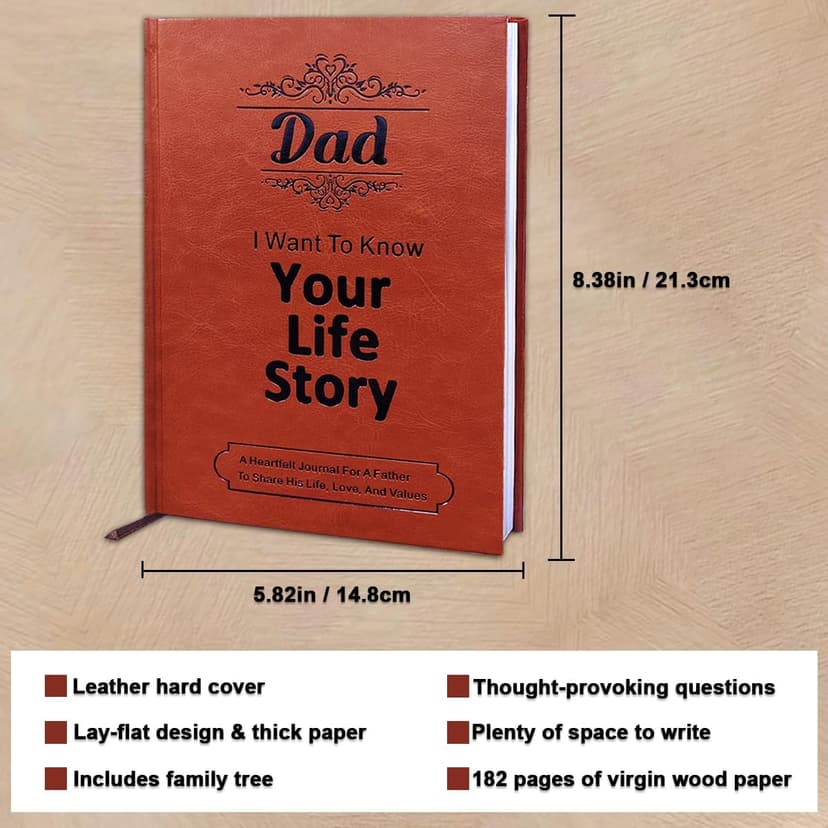 JUNQIU Dad I Want To Hear Your Story, A Father’S Guided Journal Book - Gifts For Dad Birthday, Fathers Day Dad Gifts From Daughter Son, Dad Gifts For Christmas, Dads Gift
