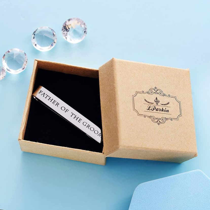 Father of the Bride and Groom Gifts - Wedding Tie Clips for Groomsmen From the Bride - Stainless Steel Tie Bars
