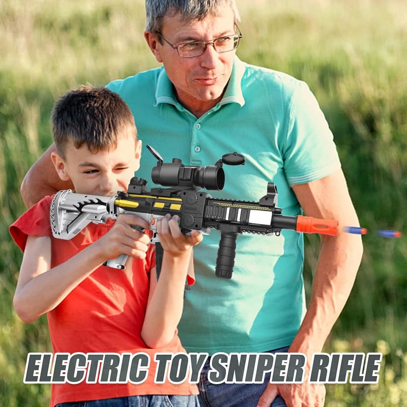 Realistic Toy Foam Blaster Gun - Electric Sniper Rifle with Scope 120 Soft Bullets 3 Magazines, Automatic Dart Gun for Boy Ages 8-12 Years Old, Indoor Outdoor Gifts for Adult Kid Christmas Birthday