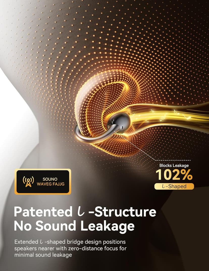 JOYROOM OE3 Clip-On Open Ear Earbuds Wireless Bluetooth Headphones for Running Workout Sport Ultra-Light Comfort Deep Bass Powerful Sound Auto L-R Recognition Multipoint Connection for Daily Use,Black