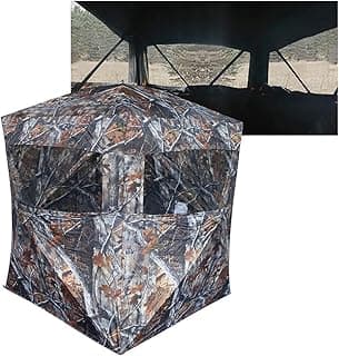 THUNDERBAY SPUR Collector 3 Person Hunting Blind, Portable Ground Blind with Silent Windows, Portable Durable Hunting Tent for Deer & Turkey Hunting