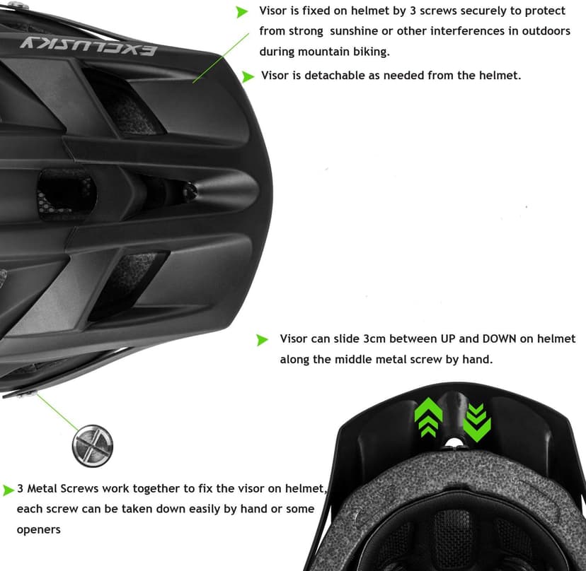 Exclusky Bike Helmet Mountain Bike Helmet for Adults Lightweight MTB Cycling Helmet for Men Women Adjustable Bicycle Helmet with Visor