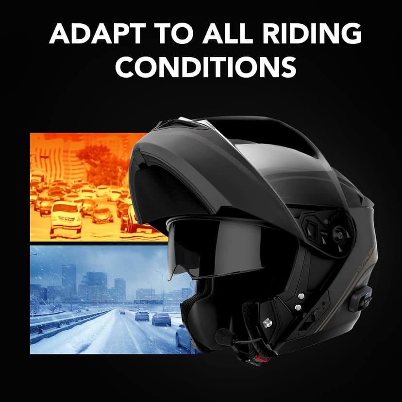 Sena Outrush R Bluetooth Modular Motorcycle Helmet with Intercom System (Gloss White, M)