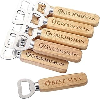 Pongs Set of 10 Wooden Bottle Opener Cap Opener, Groomsmen Gift, Best Man Gift, Wedding Gift, Wedding Favors (9 Groomsman and 1 Best Man)