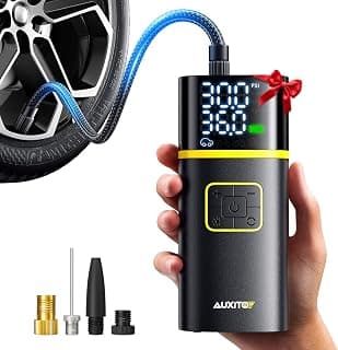 40L/min Tire Inflator for Car Tires, Bikes and Motorcycles, Auto Shut-off, Digital Display Pressure Gauge, LED Light AUXITO 150PSI Tire Inflator Portable Air Compressor, 5X Faster Air Pump B0DMNMCGMY