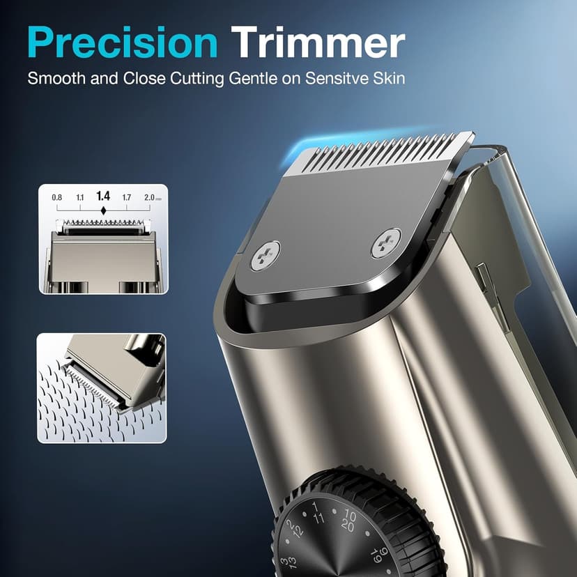 Vacuum Beard Trimmer for Men, New Version Adjustable Precision Trimming Length with 2 Comb, Electric Cordless Vacuum Trimmer for Beard, Waterproof and Rinses Easy, Blades for Skin fit