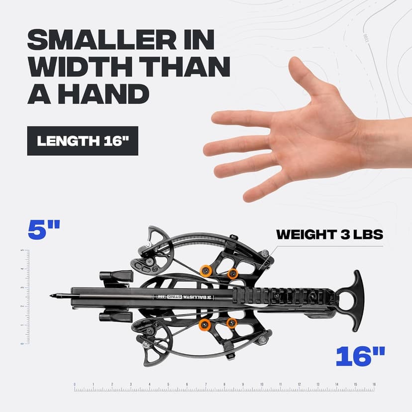 BALLISTA BAT Reverse Draw Compound Mini Crossbow - Crossbow for Hunting, Fishing and Target - Fast 340 fps, Powerful 150lbs, Lightweight 3lbs