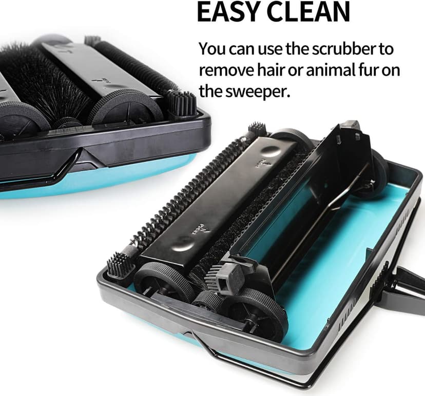 Yocada Carpet Sweeper Cleaner for Home Office Low&Undercoat Carpets Rugs Pet Hair Dust Scraps Paper Small Rubbish Cleaning with a Brush Blue