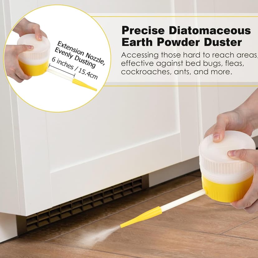 Qualirey 2 Pack Diatomaceous Earth Powder Duster with 6 Inch Extension Nozzle, Diatomaceous Earth Powder Duster for Pest Control, Powder Sprayer for Indoor and Outdoor Use