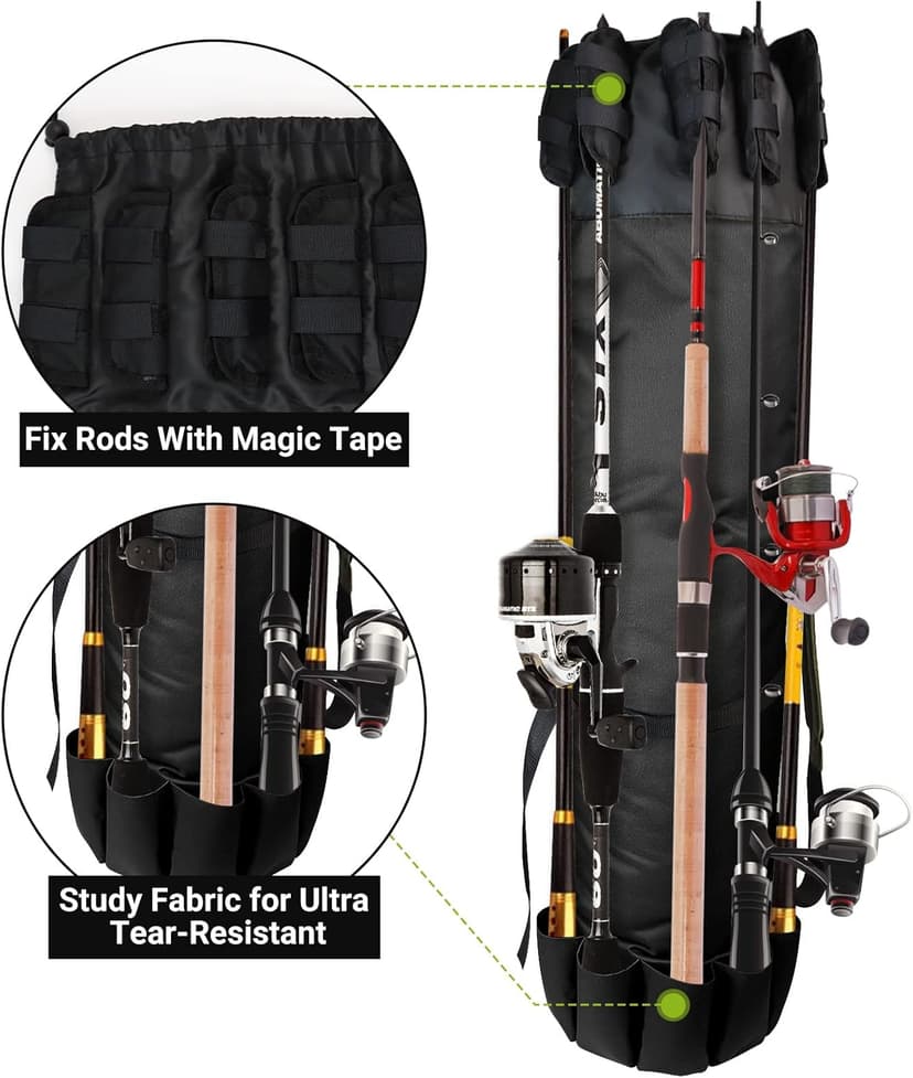 FOUUAAOOU Fishing Rod Bag, Fish Pole Case With Durable Folding Oxford Fabric, Portable Gear for Men Gifts (Black)